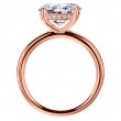 18 Karat Rose Gold Engagement Ring Features Hidden Diamond Halo
