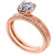 18 Karat Rose Gold Engagement Ring Is Hand Engraved