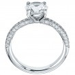 Three-Row Pave Shank Platinum Engagement Ring