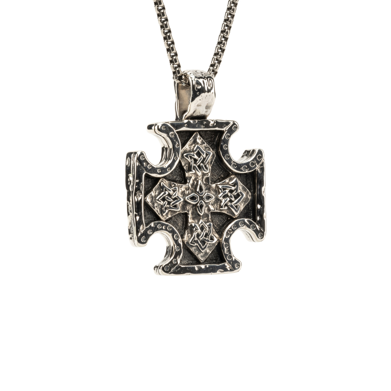 Sterling Silver Oxidized Biker Cross Medium pendant