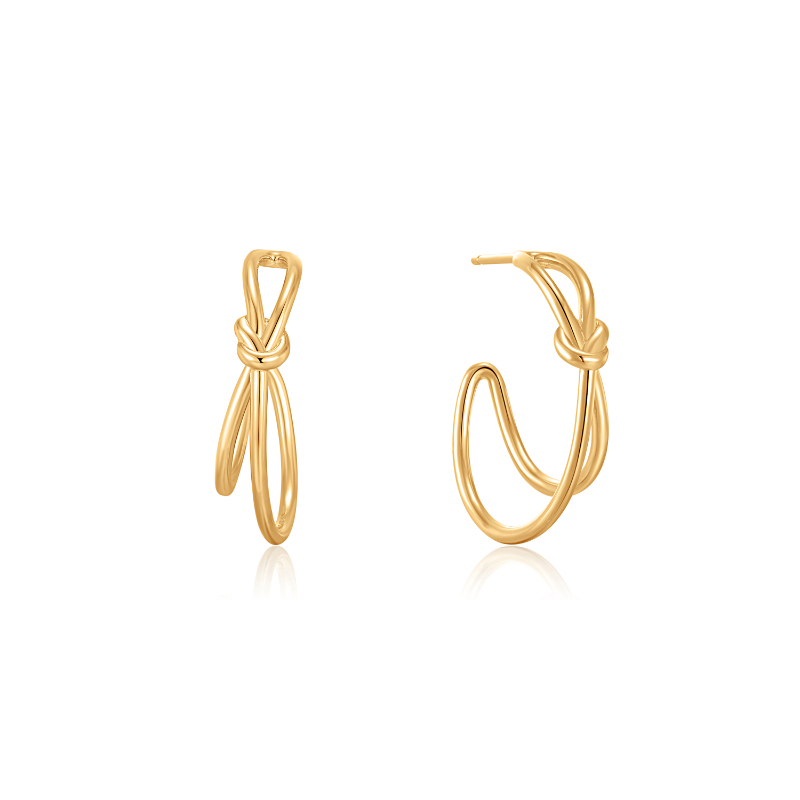 Gold Knot Stud Hoop Earrings