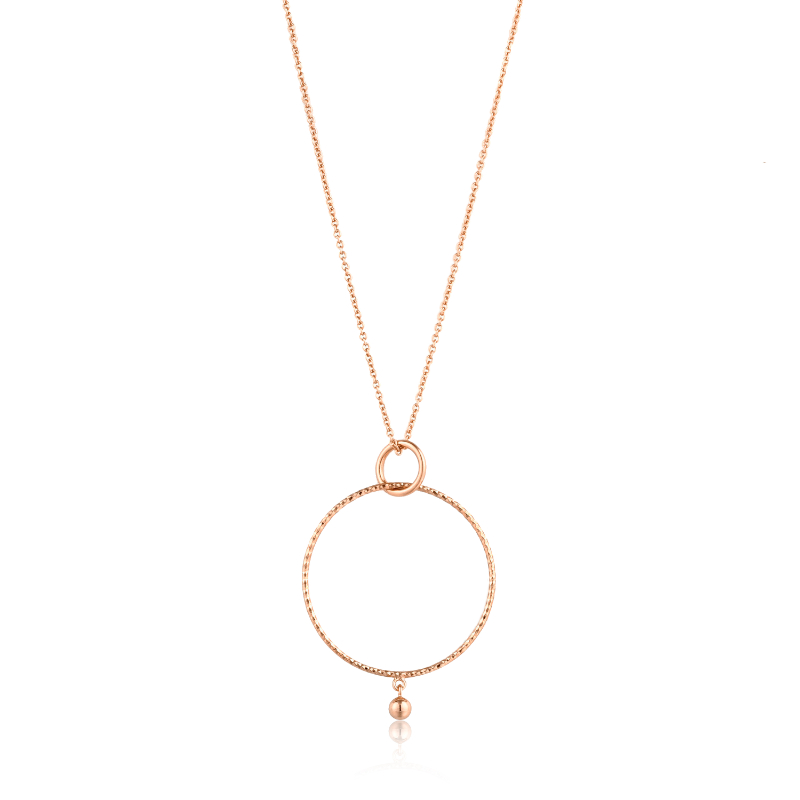 Texture Double Circle Pendant Necklace