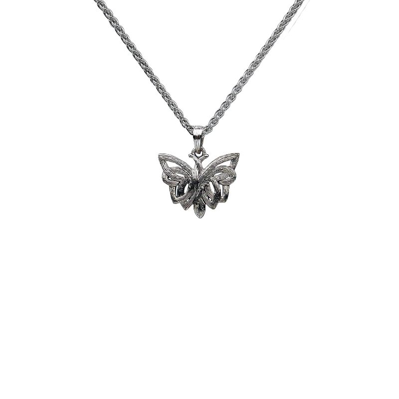Sterling Silver Rhodium Butterfly Pendant