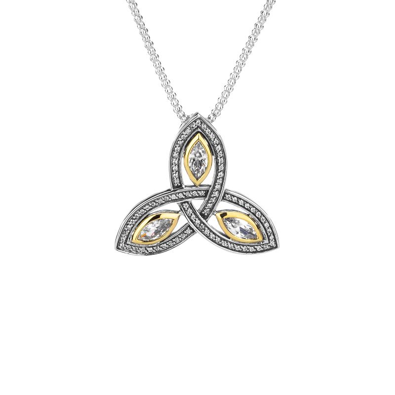 Sterling Silver 10k Trinity with CZ Pendant