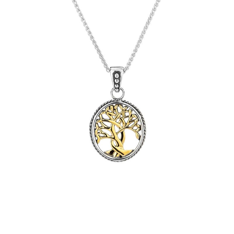 Sterling Silver 10k Tree of Life Pendant Small