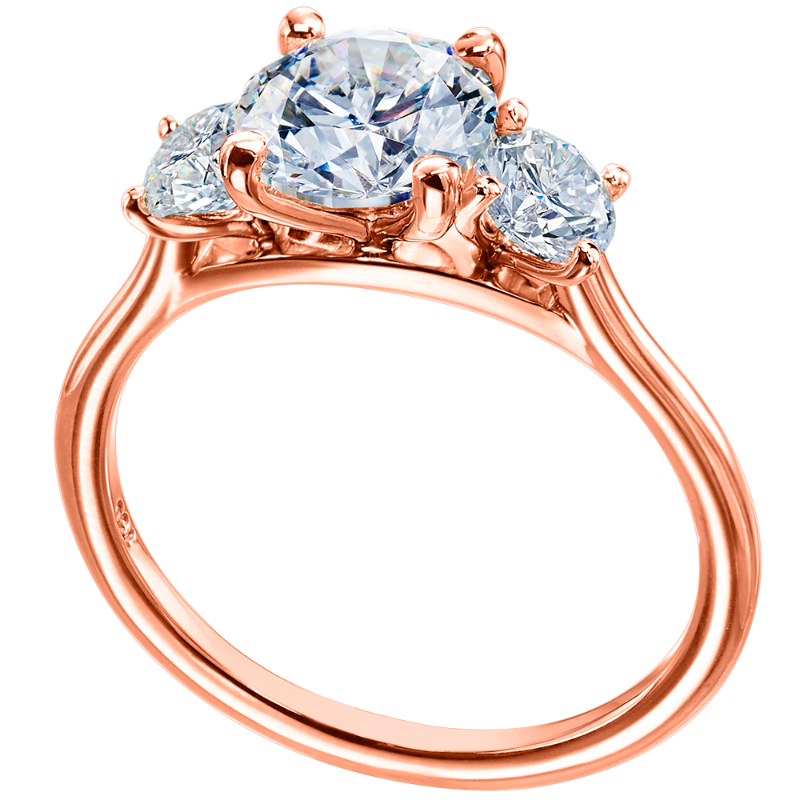 Three-Stone Rose Gold Engagement Ring