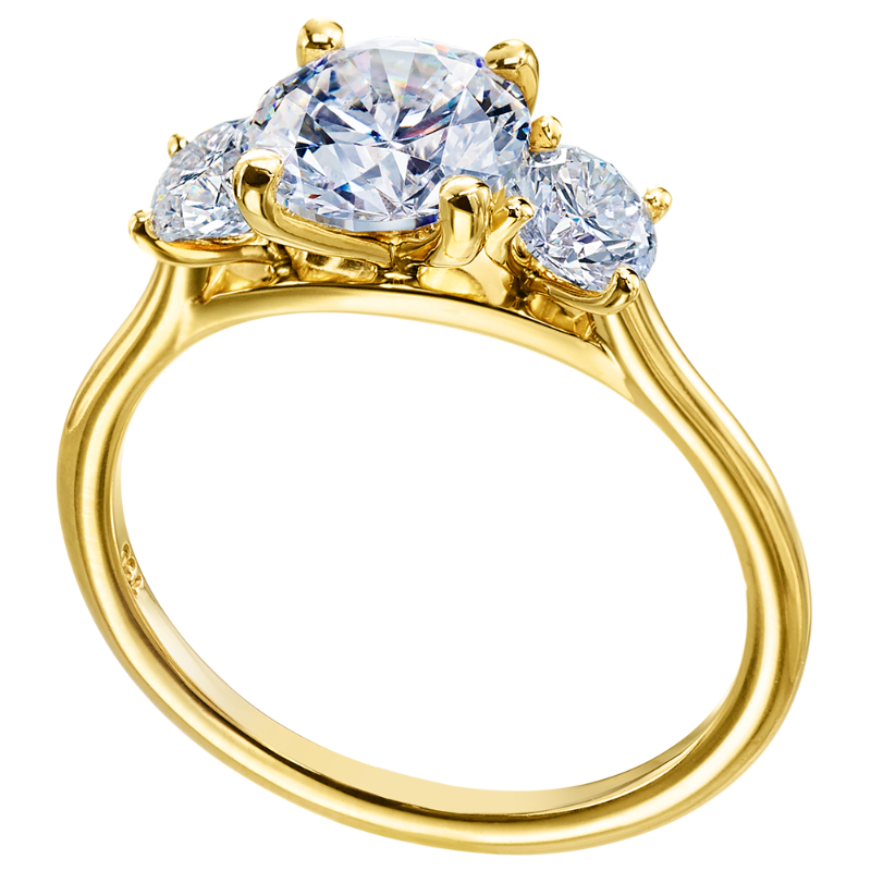 Three-Stone Yellow Gold Engagement Ring