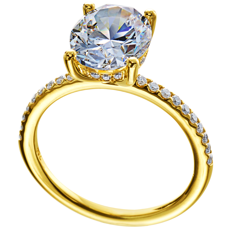 18 Karat Yellow Gold Engagement Ring Is Set