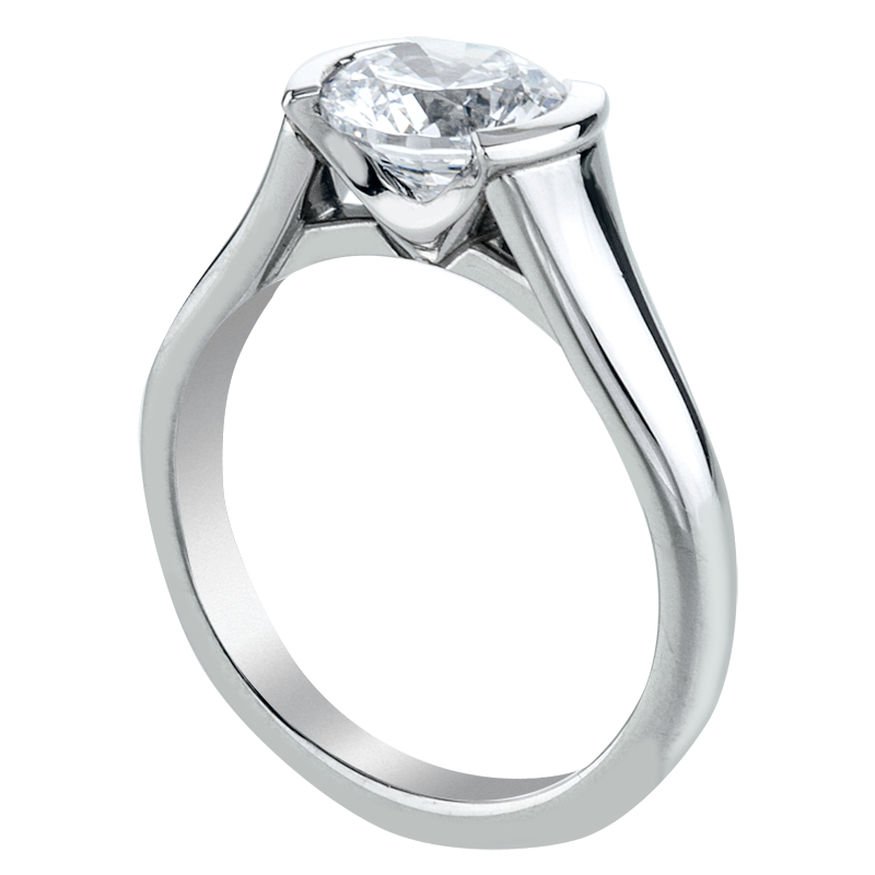 Half-Bezel Solitaire Platinum Engagement Ring
