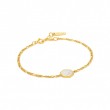Compass Emblem Gold Figaro Chain Bracelet