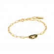 FOREST GREEN ENAMEL CARABINER GOLD BRACELET