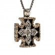 Sterling Silver Oxidized Bronze Large Biker Cross Pendant