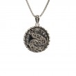 Sterling Silver Oxidized Bronze with Black CZ Medallion Dragon Pendant