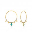 TURQUOISE LABRADORITE HOOP EARRINGS