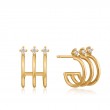 TRIPLE MINI HOOP STUD EARRINGS