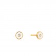 OPTIC WHITE ENAMEL DISC GOLD STUD EARRINGS