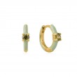 SAGE ENAMEL GOLD HUGGIE HOOP EARRINGS