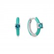 TEAL ENAMEL SILVER HUGGIE HOOP EARRINGS