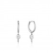 Silver Key Huggie Hoop Earrings