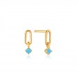 GOLD TURQUOISE LINK STUD EARRINGS