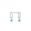 SILVER TURQUOISE LINK STUD EARRINGS