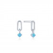 SILVER TURQUOISE LINK STUD EARRINGS