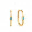 GOLD TURQUOISE OVAL HOOP EARRINGS