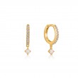 GOLD SPARKLE KYOTO OPAL DROP HUGGIE HOOP EARRINGS