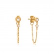 GOLD MOTHER OF PEARL AND KYOTO OPAL CHAIN DROP STUD EARRINGS