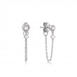 SILVER MOTHER OF PEARL AND KYOTO OPAL CHAIN DROP STUD EARRINGS