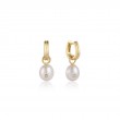 Pearl Drop Sparkle Huggie Hoop Earrings 