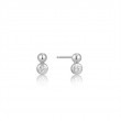 Silver Orb Sparkle Stud Earrings