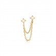 Gold Kyoto Opal Drop Chain Barbell Single Earring
