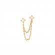 Gold Kyoto Opal Drop Chain Barbell Single Earring