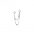 Silver Kyoto Opal Drop Chain Barbell Single Earring