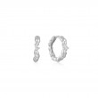 Silver Twisted Wave Huggie Hoop Earrings