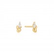 Gold Twisted Wave Stud Earrings