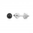 Silver Black Agate Point Barbell Single Earring