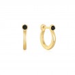 Gold Black Agate Huggie Hoop Earrings