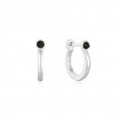 Silver Black Agate Huggie Hoop Earrings