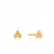 14KT GOLD TRIPLE BALL STUD EARRINGS