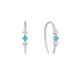 14KT WHITE GOLD TURQUOISE CABOCHON AND WHITE SAPPHIRE HOOK EARRINGS