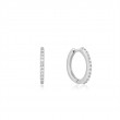 14KT WHITE GOLD NATURAL DIAMOND HUGGIE HOOP EARRINGS