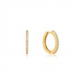 14KT GOLD NATURAL DIAMOND HUGGIE HOOP EARRINGS