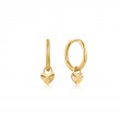 14KT GOLD HEART PADLOCK HUGGIE HOOP EARRINGS