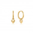 14KT GOLD HEART PADLOCK HUGGIE HOOP EARRINGS