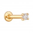 14KT GOLD STARGAZER NATURAL DIAMOND SINGLE LABRET EARRING