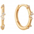 14KT GOLD STARGAZER NATURAL DIAMOND HUGGIE HOOP EARRINGS