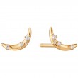 14KT GOLD STARGAZER NATURAL DIAMOND MOON STUD EARRINGS