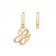 Gold Flower Power Charm Oval Hoop Earrings